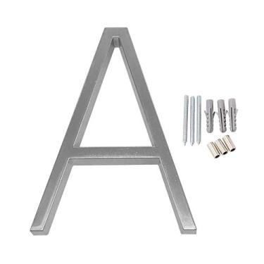 Imagem de Placa de casa flutuante 3D de 12,7 cm, placa prateada com número de porta de 0 a 9 letras do alfabeto ABC, placas de endereço para casa ao ar livre, parafusos montados, liga, antiferrugem