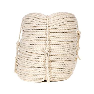 Imagem de Corda 100% algodão natural branco torcido – Artesanato, Decorações – 3/16, 7/32, 1/4, 5/16, 3/8, 5/8, 3/4, 1, 1 1/4, 1 1/2 polegadas de diâmetro – 10, 25, 50, 100, 300 pés de comprimento, 3/8in X 300ft