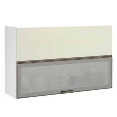 Imagem de Armário Basculante Misto Perola 120cm 1 Porta Fechada 1 Porta com Vidro Reflecta Prata Luciane