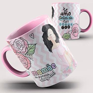 Imagem de Caneca xicara para melhor mamãe mãe de primeira viagem (Rosa)