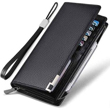 Imagem de Carteira Masculina Carteira Longa Carteira De Bolso Multicartão Carteira De Negócios Masculina Com Zíper Multifuncional Bolsa Para Celular,Preto,Hilarious123