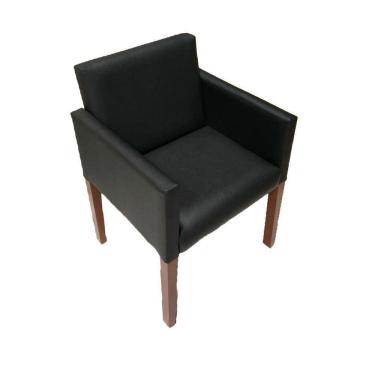 Imagem de Poltrona Nina Executiva Para Sala De Recepção Em Tecido Sintético - Preto - Cor: Preto