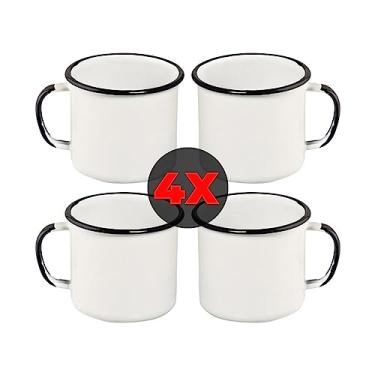 Imagem de Kit 4 Canecas Esmaltada 160 ml Rústica Café Chá Kit Xícaras (BRANCO)