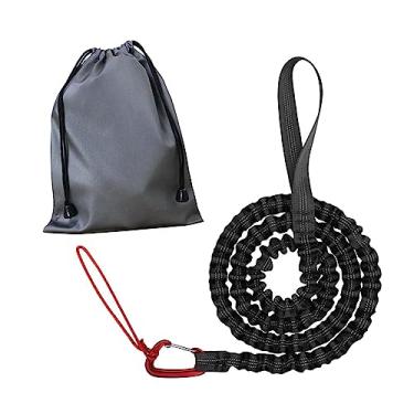 Imagem de Vaveren Corda de reboque de bicicleta puxando cabo de alça resistente de alta resistência portátil nylon corda de tração elástico de bicicleta de, PRETO