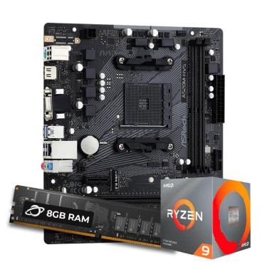 Imagem de Kit Upgrade Processador AMD Ryzen™ 9 5900X + Placa Mãe ASrock A520M-HVS + Memória 8GB DDR4 (1x8GB)