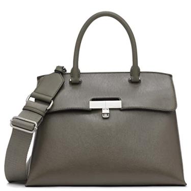 Imagem de Calvin Klein Bolsa feminina Becky Turn Lock – 2 em 1, couro vegano, 3 bolsos, Oliva empoeirada, One Size