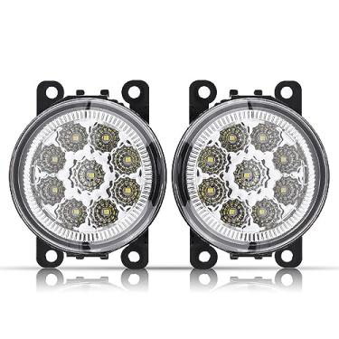 Imagem de Luz de corrida diurna, luz de neblina frontal redonda para carro com 9 LEDs, luz de corrida diurna DRL compatível com foco (branco)