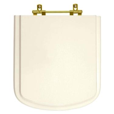 Imagem de Assento Sanitario Poliester Bali Biscuit Para Vaso Incepa Com Ferragem Dourada