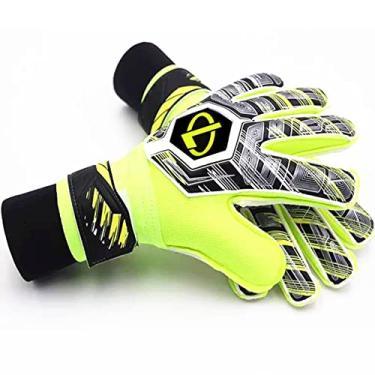 Imagem de Luvas de futebol masculinas/femininas luvas de goleiro super apertadas luvas de futebol de encaixe - design fácil de calçar sem alça de pulso para adultos e jovens palma de látex antiderrapante com aderência forte, verde, 10
