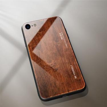 Imagem de Capa de telefone de grão de madeira para iPhone 6 s 6s 7 8 Plus 7Plus 8Plus para iPhone 11 Pro 12 mini X XR XS Max SE 2020 Capa dura de vidro temperado, M2, para iphone 12
