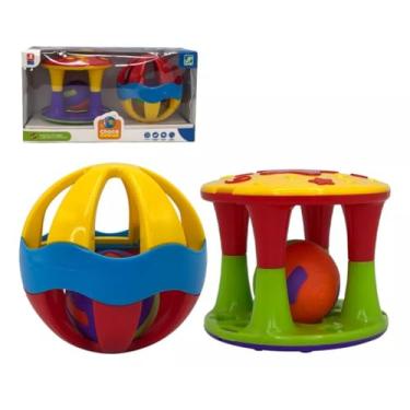 Imagem de Conjunto Com Torre e Bola Chocalho Crianças Brinquedo Bebê Educativo Diversão Presente Jogo Kit Infantil Menino Menina Atividades Interativo Colorida Divertida Educação Toy Inteligente Loja Emite Som Leve Audição PROPIUS