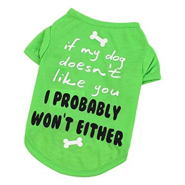 Imagem de Camiseta estampada para animais de estimação com capuz para cães pequenos blusa jaqueta de halloween suéter respirável vestido de cachorro de natal avaliação roupas de gato verde pequeno