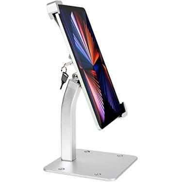Imagem de woleyi Suporte antifurto para quiosque para tablet de mesa, suporte de exibição de POS para tablet de bancada resistente com trava de segurança e chave, compatível com iPad Pro/Air/Mini, Galaxy Tabs, mais tablets de 7 a 11 polegadas