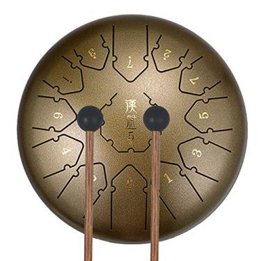 Imagem de Tambor de língua de aço, 30,5 cm, 13 notas, instrumento de percussão C-Key Handpan, educação musical de tambor etéreo, meditação de ioga de cura mental, com baquetas bronze