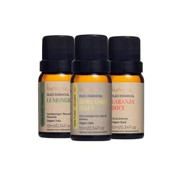 Imagem de Kit 3 Óleo Essencial Via Aroma Bergamot Laranja Lemongrass10ml