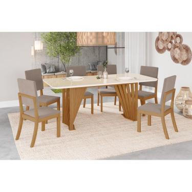 Imagem de Mesa de Jantar Adriana 200 C. Vidro 6 Cad. Milla Amendoa - Henn