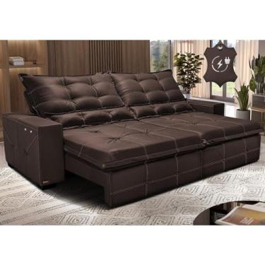 Imagem de Sofá de Couro Elétrico Retrátil 2,55m Cama Inbox Gran Torosoftgeld40 Marrom