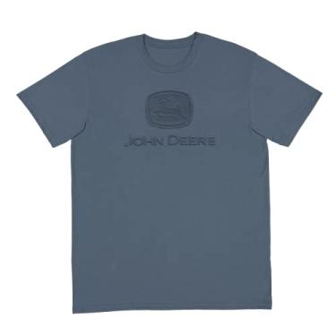 Imagem de John Deere Camiseta masculina estampada de manga curta em relevo atual, Azul-marinho, M