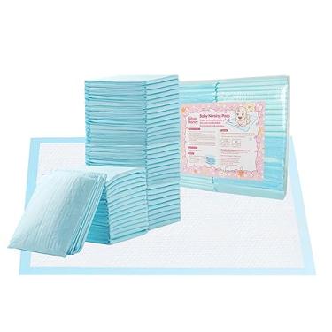 Imagem de Nihao Honey Almofadas de troca descartáveis para bebês, pacote com 50 forros portáteis para troca de fraldas, trocador de bebê, almofadas impermeáveis para troca de fraldas (azul, 45 x 61 cm)