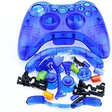Imagem de Kit completo de capa de substituição e botões para controle sem fio Microsoft Xbox 360 Gamepad capa protetora (azul claro)