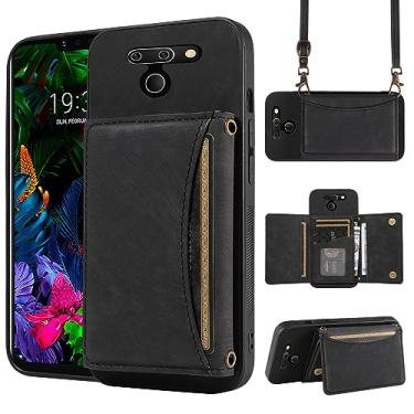 Imagem de Capa de telefone para LG G8 ThinQ Capa carteira com alça de ombro transversal e suporte de cartão de crédito de couro acessórios de celular com suporte fino LGG8 Thin Q G 8 LG8 G8thinq LGG8thinq 8G