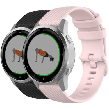 Imagem de Nacorulu Pulseira compatível com Garmin Vivoactive 4S, pulseira de substituição de silicone macio de 18 mm para smartwatch Garmin Vivomove 3S/Venu 3S 2S/Forerunner 265S 255S (pacote com 2) (preto e