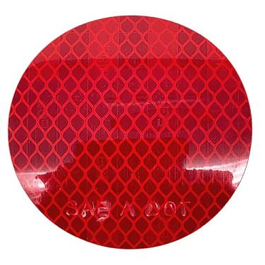Imagem de Refletor de prisma redondo DOT-SAE de 7,6 cm âmbar/vermelho de alta visibilidade | forte adesivo/impermeável | Trailer Camper RV Flat bed Fender Property Boat MarineAll Star Truck Parts Qty 24 vermelho RS3INR