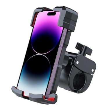 Imagem de Baynice Suporte de telefone para bicicleta/motocicleta/carrinho de bebê, rotação flexível de 360°, braçadeira firmemente no guidão, compatível com iPhone 15 Pro, Samsung e outros telefones de 4,5 a 7