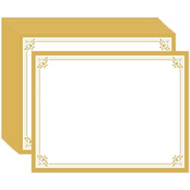 Imagem de 50 folhas de papel de certificado de folha dourada para impressão - cartolina em branco personalizável de 21,6 cm x 28 cm com borda para diploma, certificados, prêmios de participação