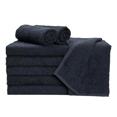 Imagem de Kit 10 Toalha de Rosto Para Barbearia e Salão de Beleza 100% Algodão 365g/m² Linha Profissional - Pretas