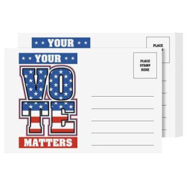 Imagem de Your Vote Matters – Cartão de Voto Patriótico em branco para campanha de eleições dos EUA 2020 | Enviável, sem necessidade de envelopes | O lado giratório é em branco| Tamanho 10 x 15 cm | Conjunto de 100 cartas por pacote