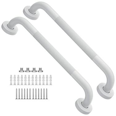 Imagem de Barra antiderrapante para chuveiro de 40,6 cm, branca esfregada a óleo, barra de apoio Munzong para banheiro, barra de equilíbrio serrilhada para banheiro, suporte de trilho de mão de segurança, alça