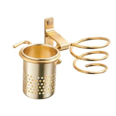 Imagem de Conjunto de hardware de banheiro de alumínio dourado prateleira de toalha de banho escova de toalete barra de toalha conjunto de banheiro, suporte de secador simples