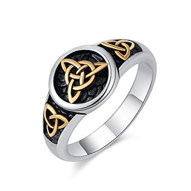Imagem de HZMAN Anel triquetra Trinity nó de aço inoxidável irlandês nó celta tamanho (7-13), Metal, não,