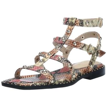 Imagem de Kenneth Cole Sandália feminina rubi rasteira, rosa multicobra, 37, Multi cobra rosa, 36
