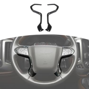 Imagem de RT-TCZ Capa de Volante ABS Decoração Interior Acessórios para Chevrolet Silverado/GMC Sierra 2014-2018 Fibra de Carbono Preta