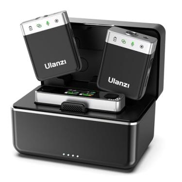 Imagem de ULANZI AM18 Microfone Lavalier sem fio Sys w capa de carregamento, redução de ruído LCF inteligente – 8 GB de armazenamento para 14 horas de 48 kHz 16 bits áudio descomprimido lapela microfone