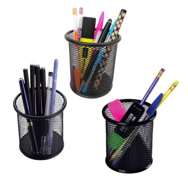 Imagem de Porta Lapis Organizador Kit 3 Unidades Lapis Caneta Regua Escritorio Mesa de Trabalho Home Office Escrivaninha Versatil Aramado Telado Resistente