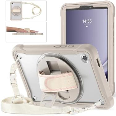 Imagem de Capa para Samsung Galaxy Tab A9+Plus 11 SM-X210 X215 X216 5G A9 8,7 SM-X110 Capa resistente à prova de choque Funda + alça de ombro (Caqui, para Tab A9 Plus 11 polegadas)