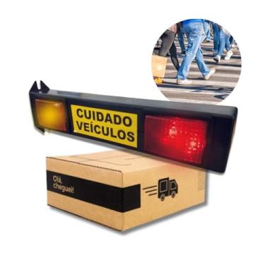 Imagem de Sinalizador de Garagem PRETO em LED BIVOLT Entrada e Saída de Veículos Com Alerta BIP Sonoro e Visual com FOTOCELULA