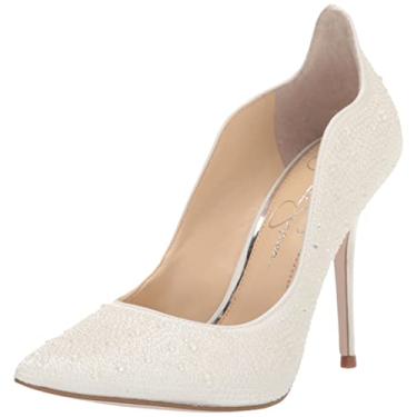 Imagem de Jessica Simpson Salto feminino Wayva com strass, Branco, 41
