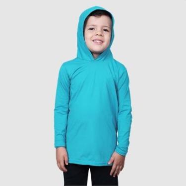 Imagem de Camisa Infantil Capuz Feminina Masculina Com Proteção Solar Uv-Unissex
