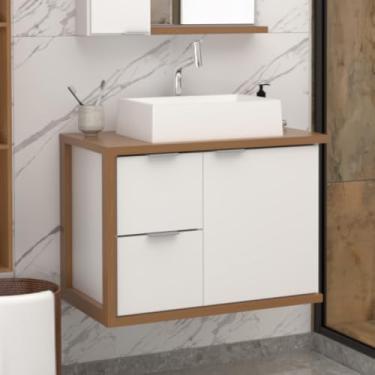 Imagem de Gabinete Toucador Para Banheiro Florença 66,6cm Com Cuba Branco