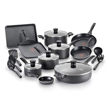 Imagem de T-fal Everything in Kitchen Conjunto de panelas e frigideiras antiaderentes, 20 peças, preto