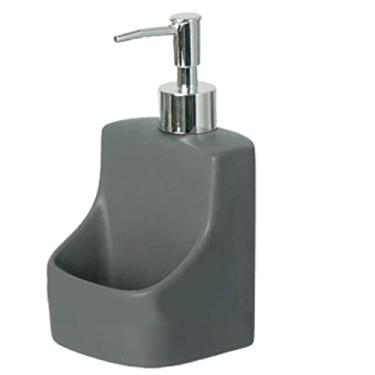 Imagem de Casa de campo Dispensador de sabão de cerâmica de uso duplo, 390ml/13.2oz, garrafas líquidas recarregáveis ​​com bomba de metal, bancadas, saboneteira versátil Garrafa com bomba