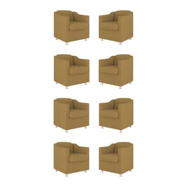Imagem de Kit 08 Poltronas Decorativas Sala De Espera Clinica Tecido Cor:capuccino