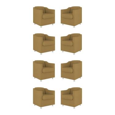 Imagem de Kit 08 Poltronas Decorativas Sala De Espera Clinica Tecido Cor:capuccino