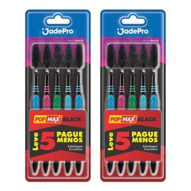 Imagem de Kit 10 Escovas De Dente Black Ultrafina 2 Kit 5 Uni Jadepro