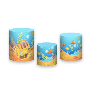 Imagem de Trio de Capas de Cilindro - Fundo do Mar com Tesouro 024 - Via Cores
