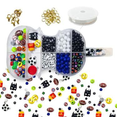 Imagem de Kit miçangas infantil completa maleta violão para meninos montar bijut